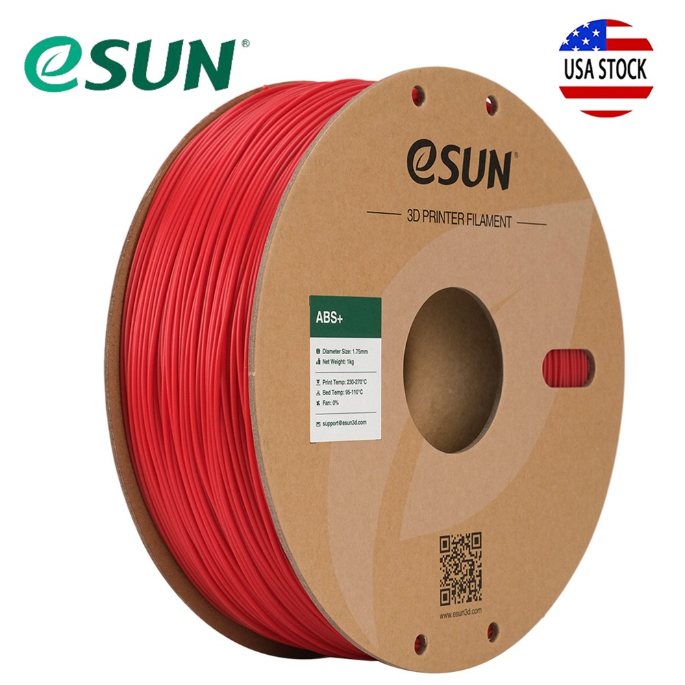 eSUN ABS+ 3D Printer Filament 1.75mm 1kg/Spool Fire Engine Red ABS Plus Filament