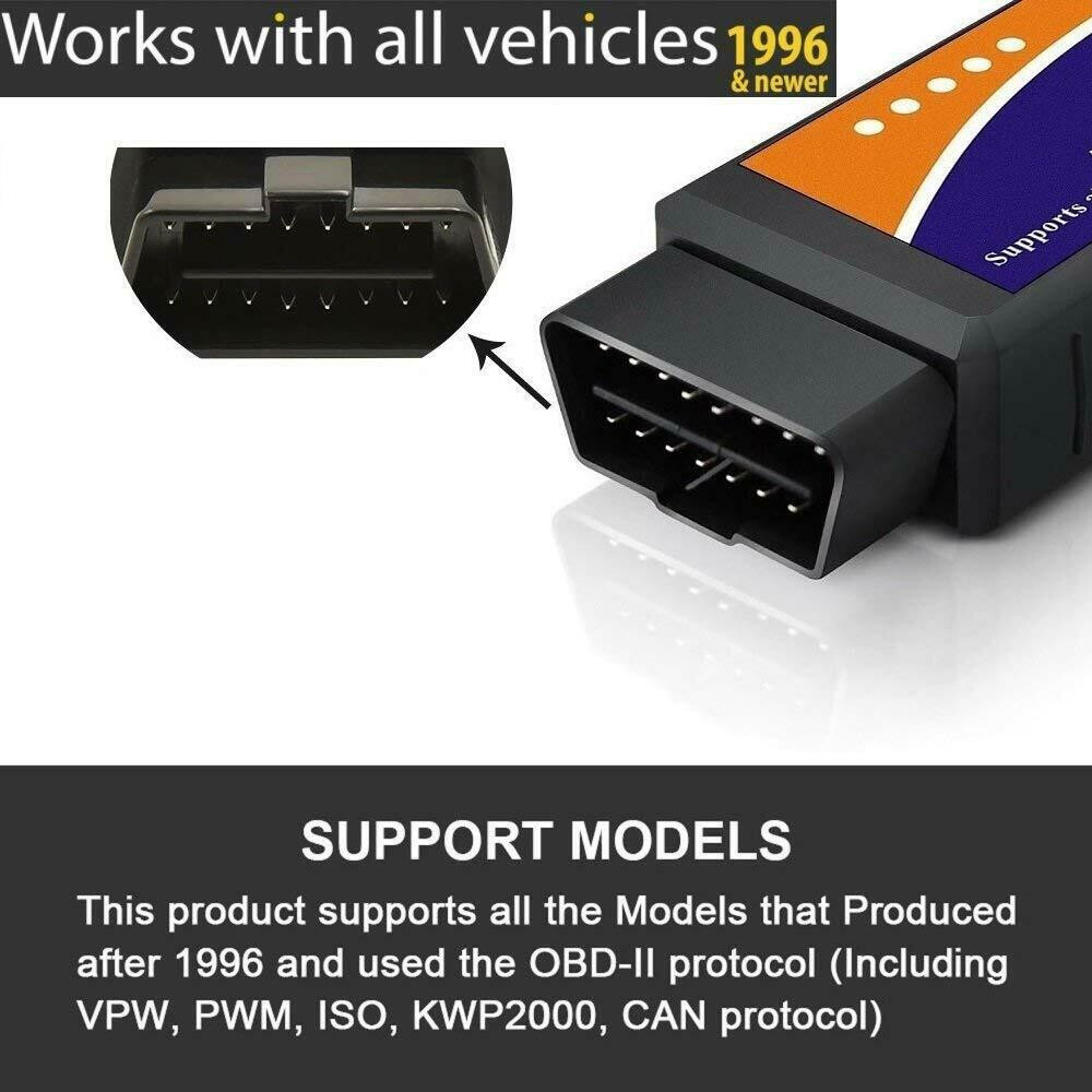 Bluetooth OBD2 OBDII Car Diagnostic Scanner Auto Fault Code Reader Tool ELM327