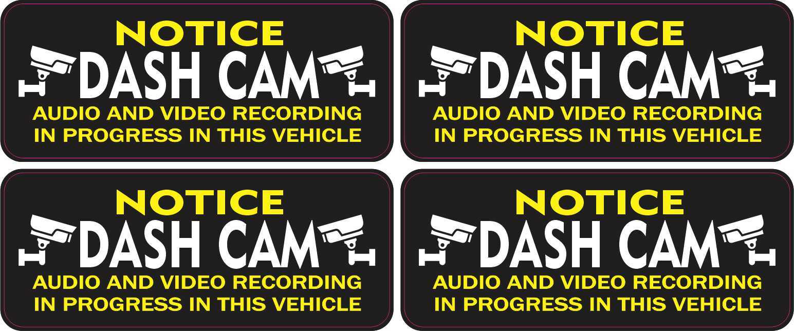 2.5in x 1in Notice Dash Cam Vinyl Stickers Car Truck Vehicle Bumper Decal