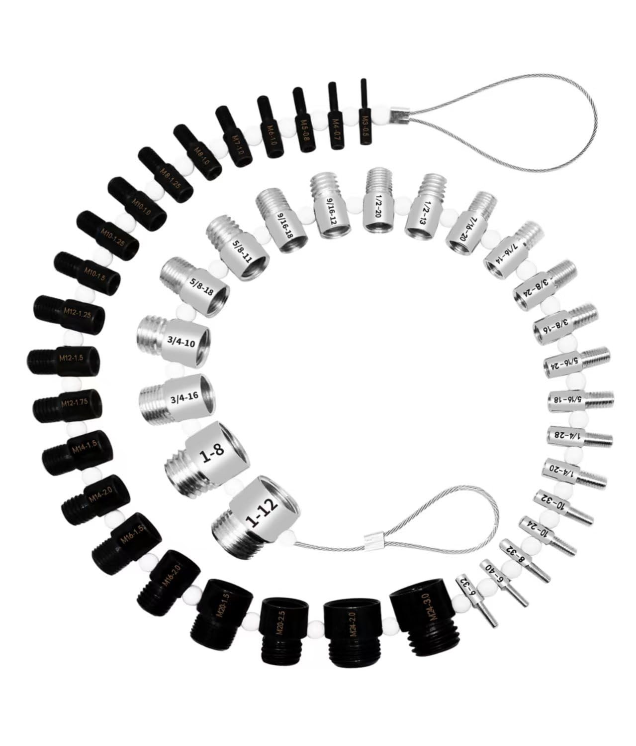 Xxzhiho 44Pcs Nut and Bolt Thread Checker,27 23 Inch & 21 Metric, White&black