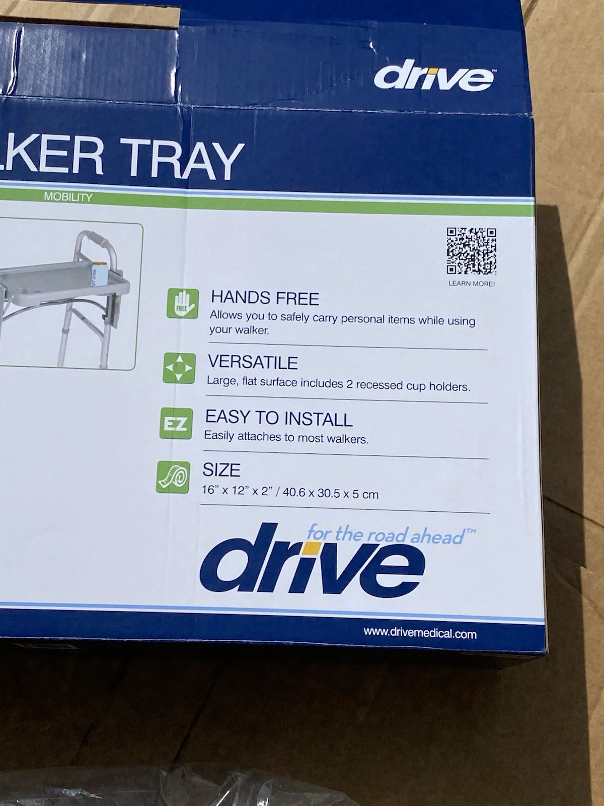 Drive “Walker Tray” Tray and Cup Holder for Walker 10125 Accessory Gray