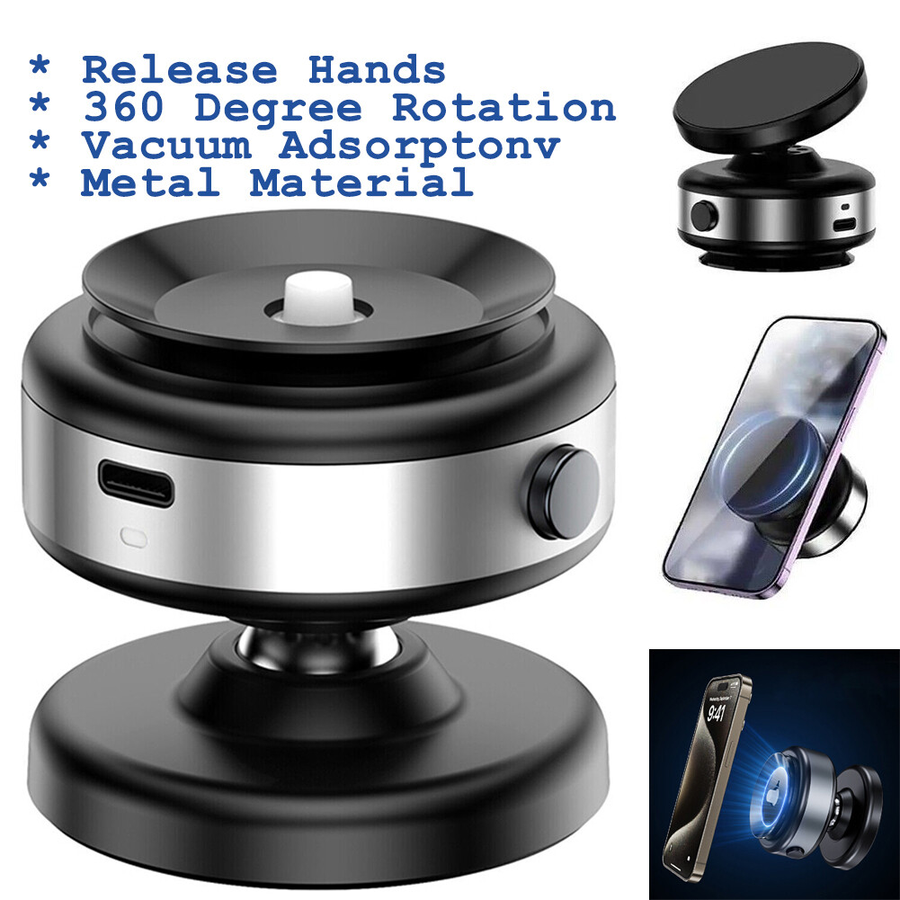 Electric Vacuum Magnetic Suction Cup 360° Rotation Car Phone Holder Stand Mount