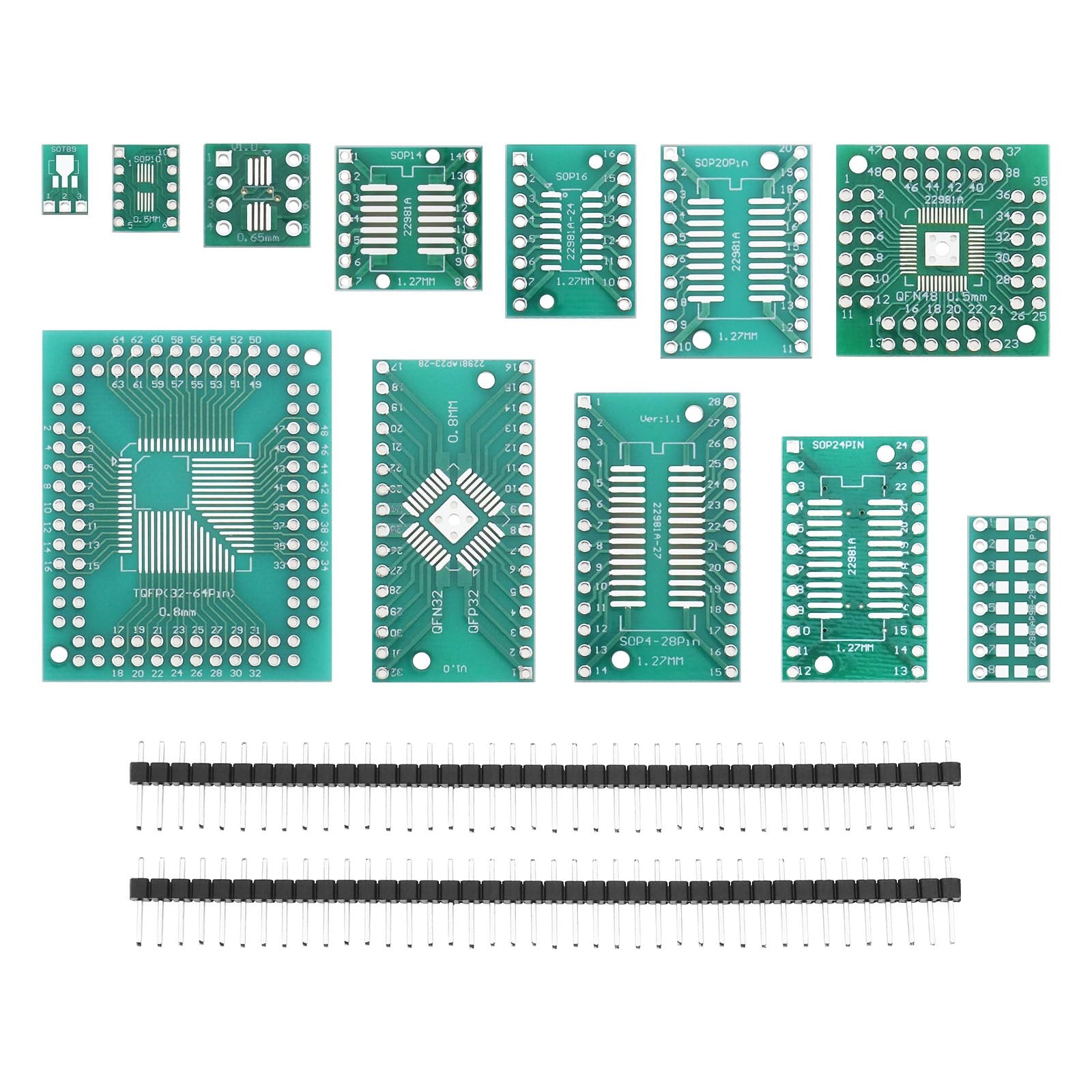 51pcs 12Kinds SMD to DIP Adapter Boards Kit SOP8 SOP10 SOP14 SOP16 SOP2...
