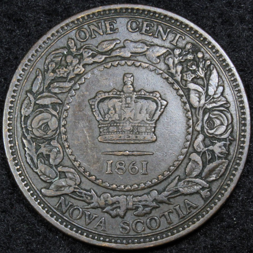 1861 Nova Scotia Canada Cent 800K Mintage Extra Fine KM 8.2 Free Shipping