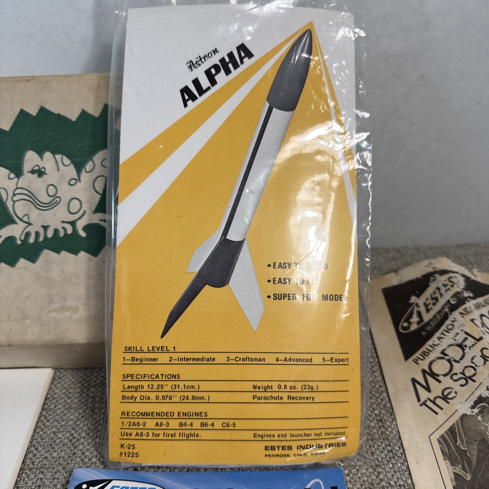 Vintage ESTES Astron ALPHA Sealed Rocket, with 1979 Catalog, Teaching Aide more!