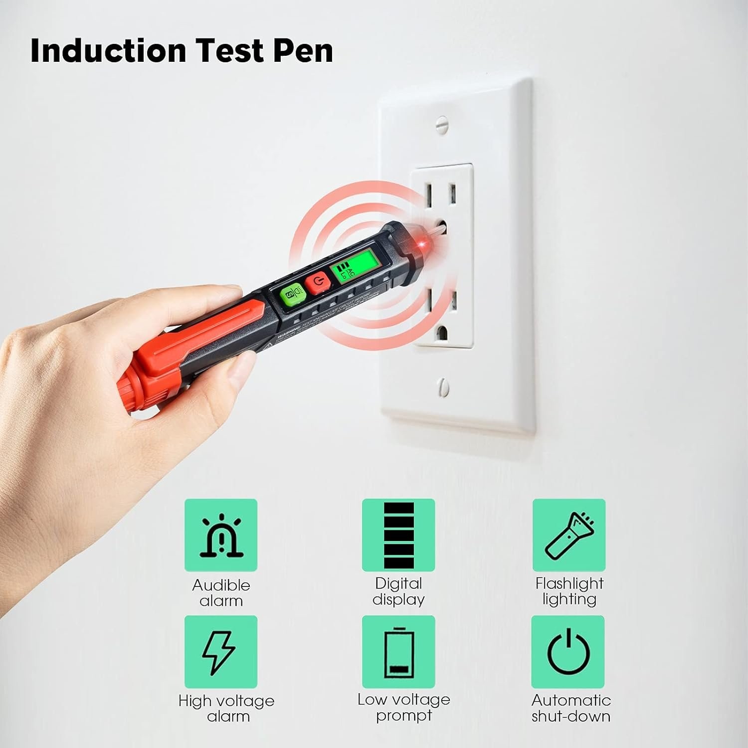 AC Voltage Tester with Smart Alerts and Built-In Flashlight for Easy Detection