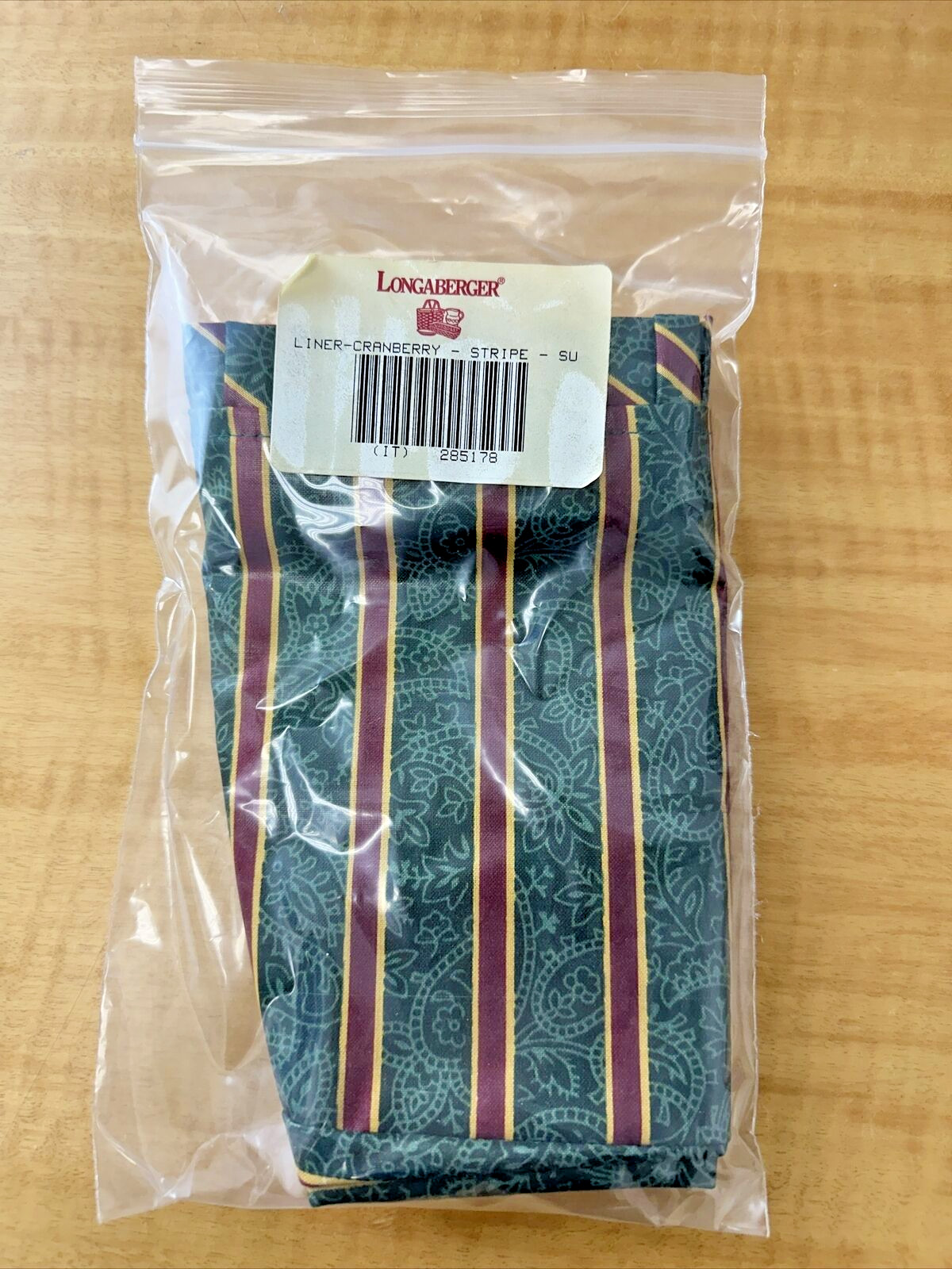 Longaberger Cranberry 285178 Basket Liner Imperial Stripe - Still in package