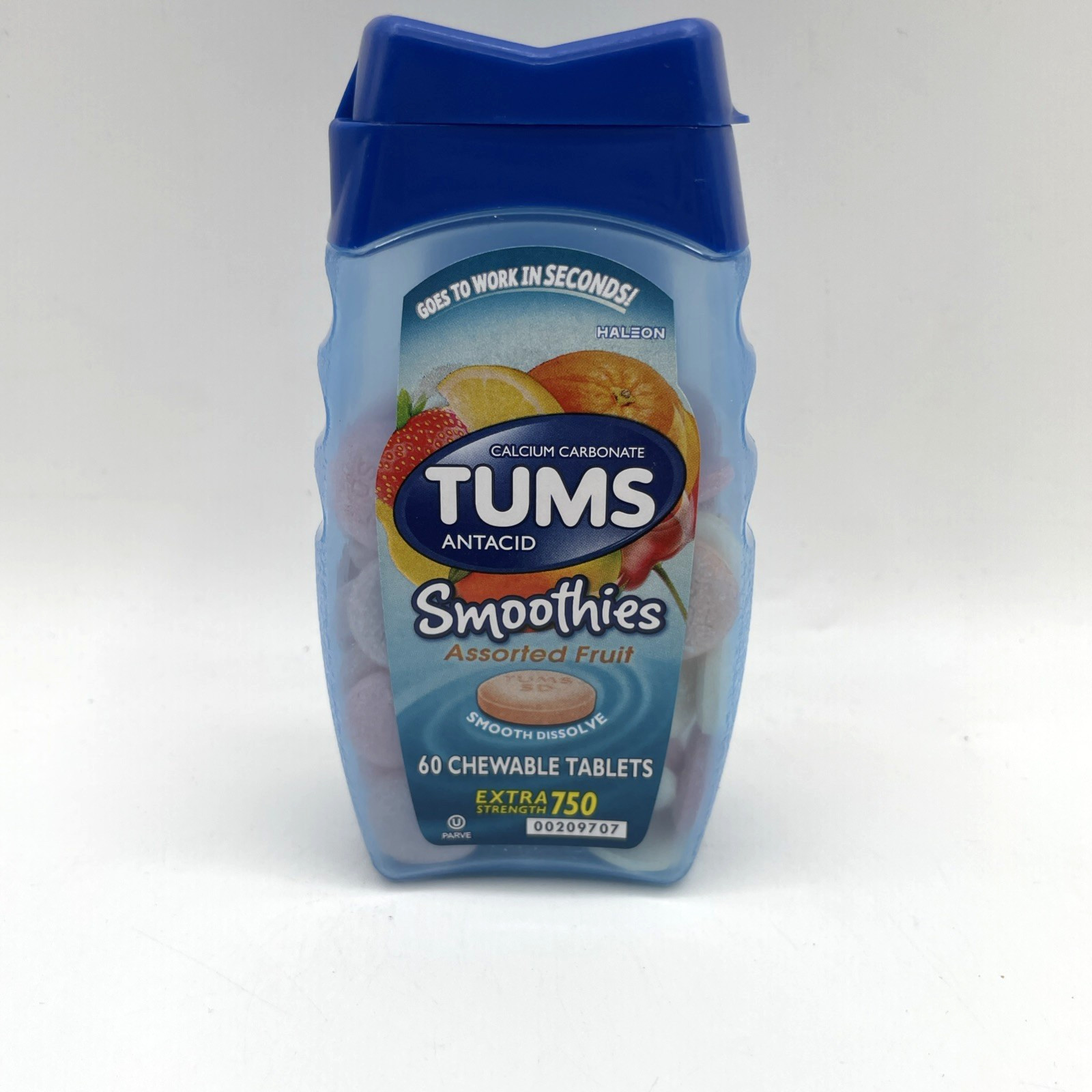 Tums Antacid Smoothies Assorted Tropical Fruit 60 Chewable Tablets 1 Pack