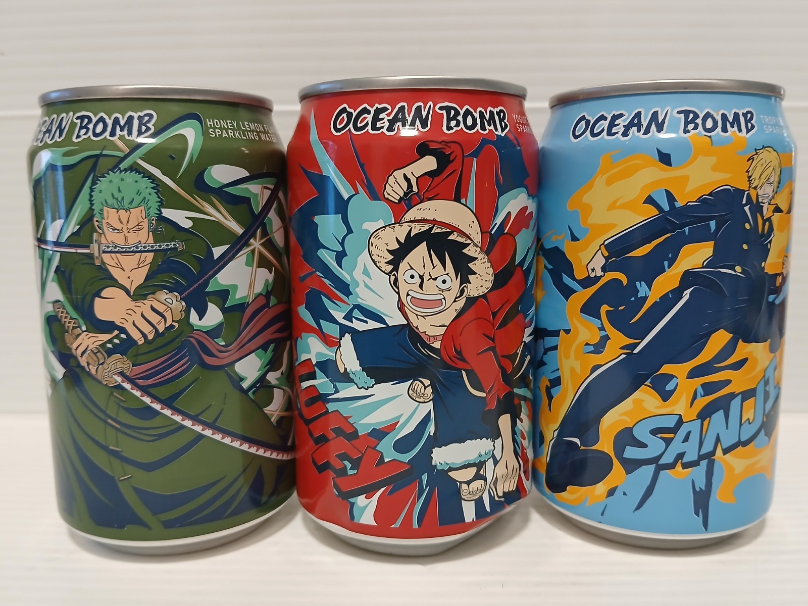 Ocean Bomb One Piece Cans Luffy-Zoro-Zanji Set of 3 Collectors Edition, as is.