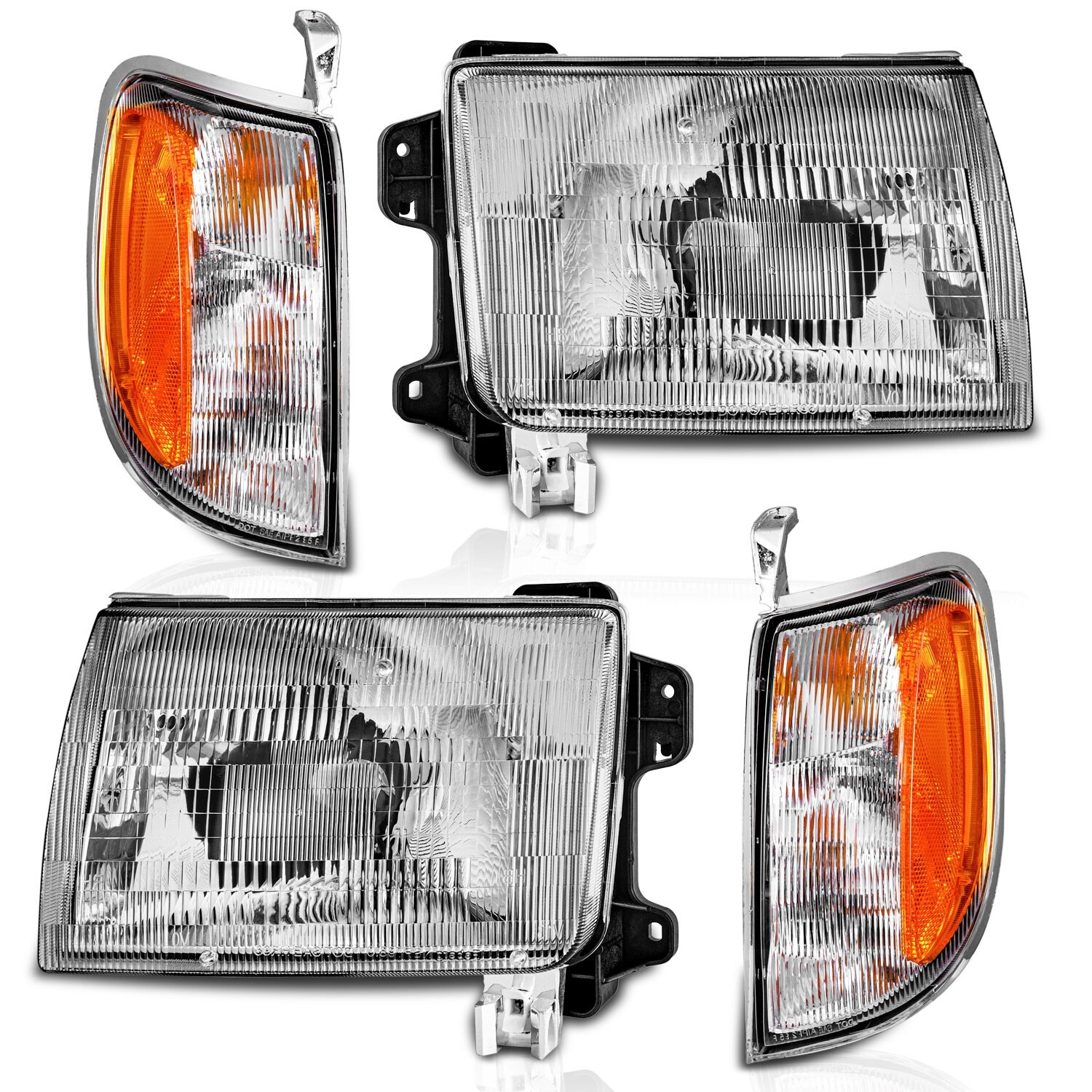 WEELMOTO Pair Headlights Assembly For 1998-2000 Nissan Frontier w/Corner Lights