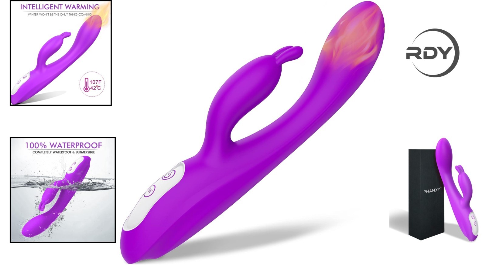 Ultimate Heated G-Spot Rabbit Vibrator with Clitoral Stimulation - 9 Vibrations