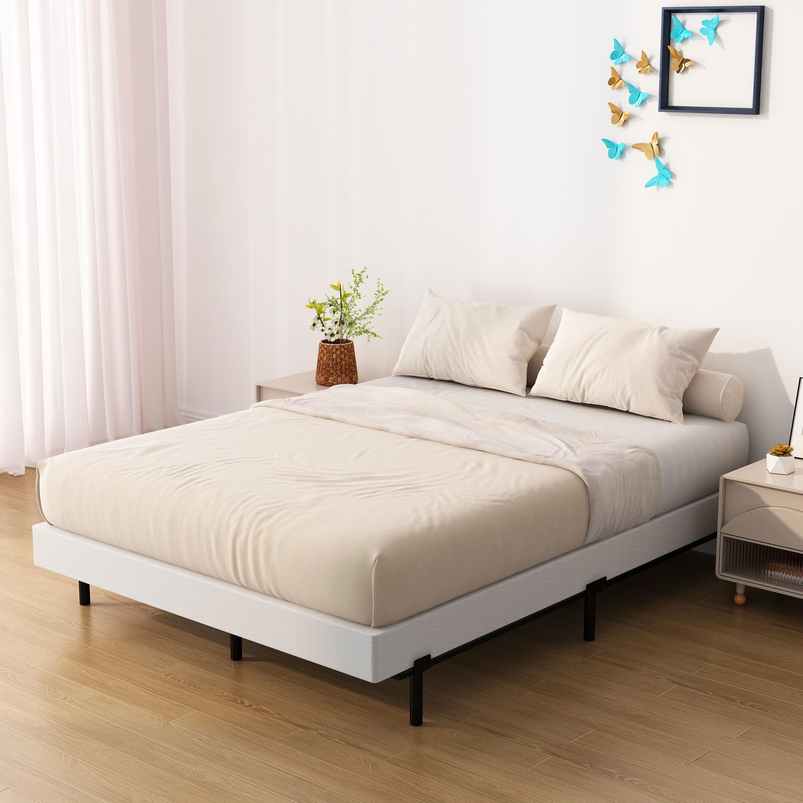 7 Inch Box Spring for Queen Bed Bed Base, Low Profile Metal Queen Box Spring ...