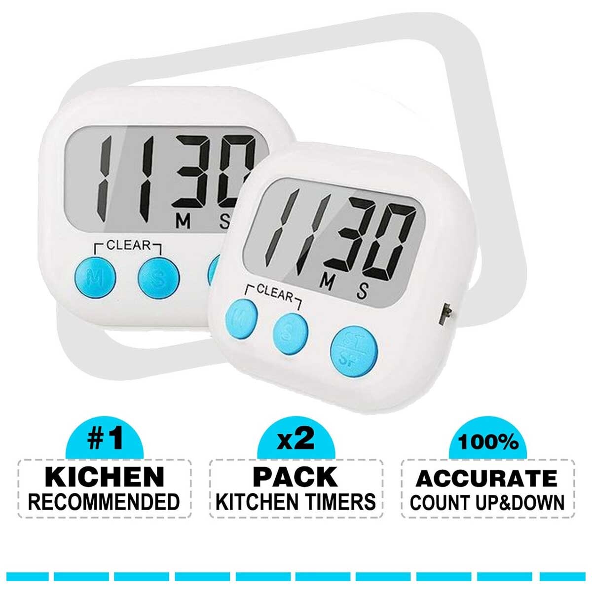 Loud alarm for boiling soup & 2 pack small digital kitchen timer magnetic back