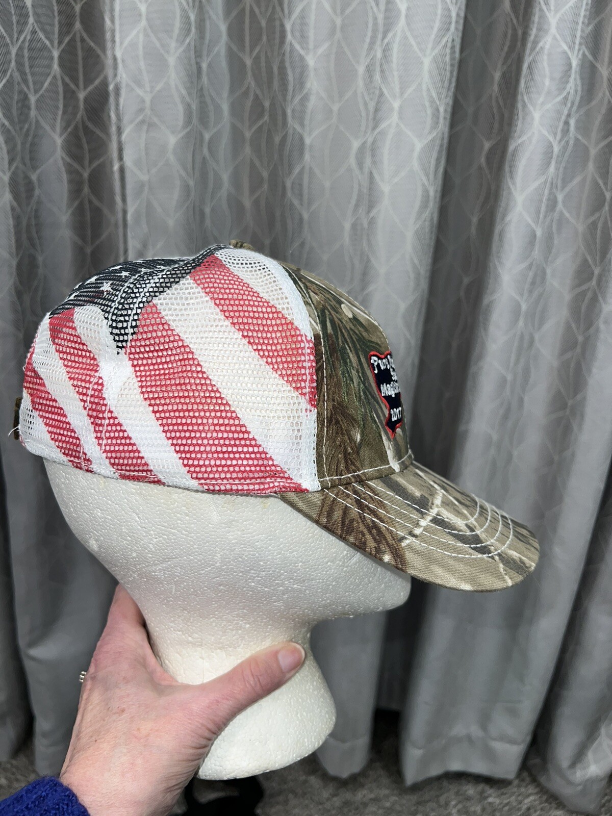 Camouflage Front with Embroidery American  flag mesh -UNIQUE -Magician Lake ,MI