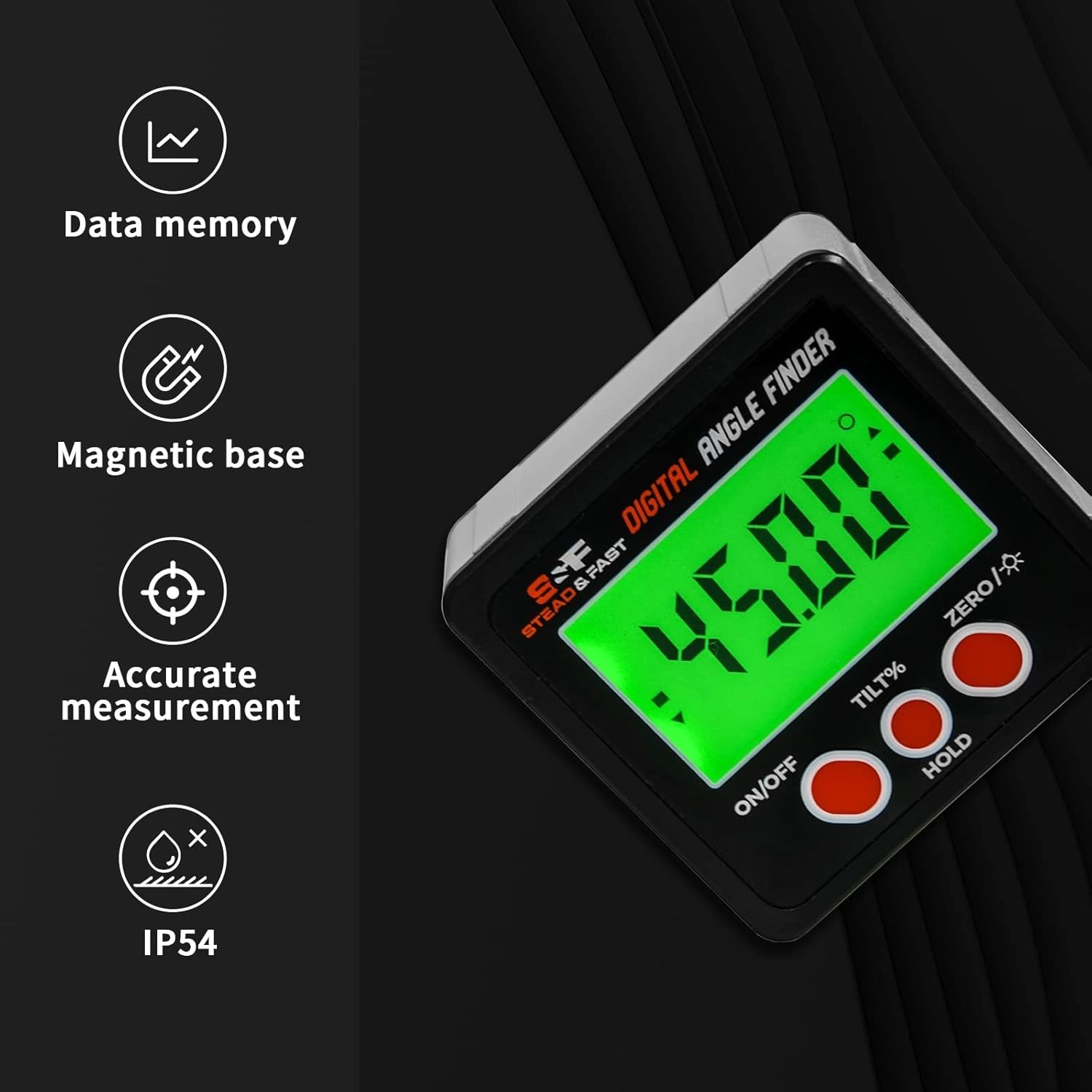 Magnetic Digital Angle Finder - Backlight Display