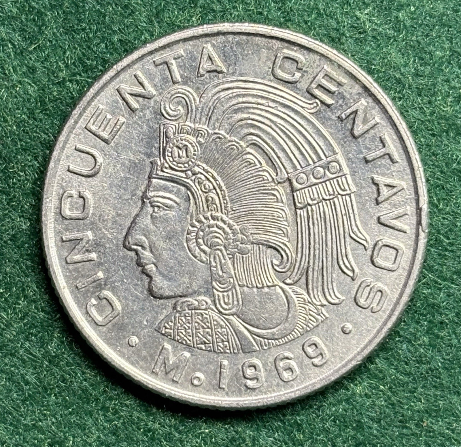 1969 M Mexico 50 Centavos Coin Eagle with Serpent Extremely Fine to About UNC