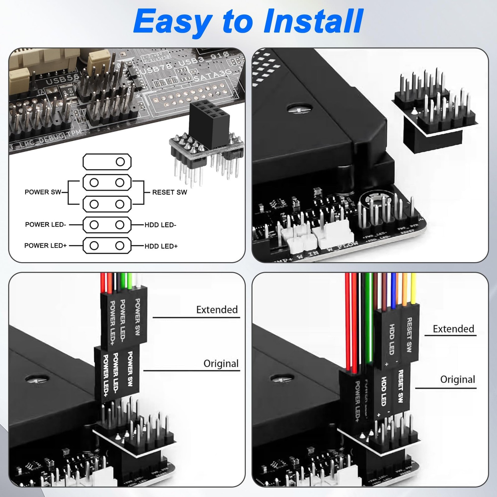 PC Power Button Desktop Computer External Power Switch with RGB Light ON/Off ...
