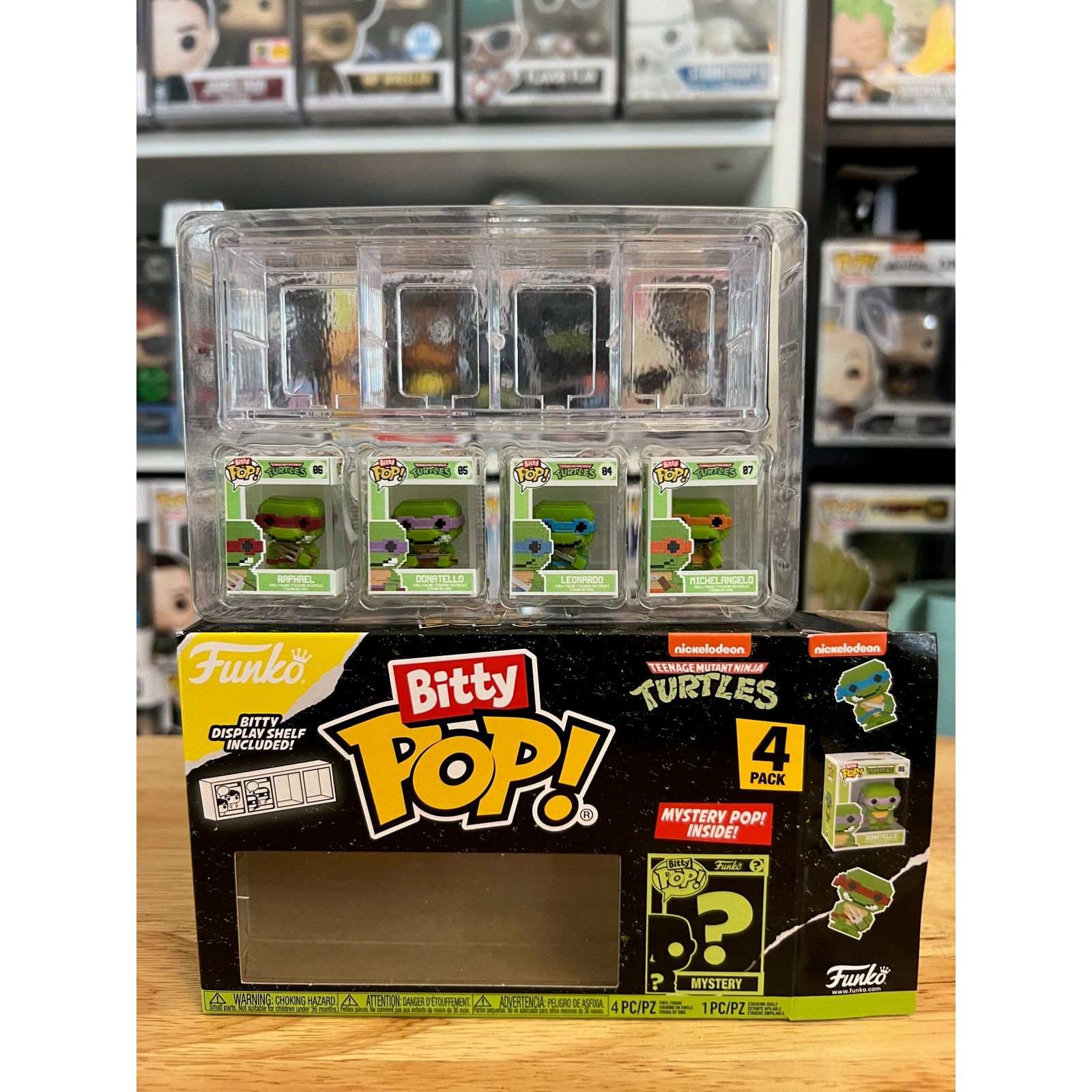 4 8-Bit TMNT Bitty Funko Pops Michelangelo Donatello Leonardo Teenage Turtles