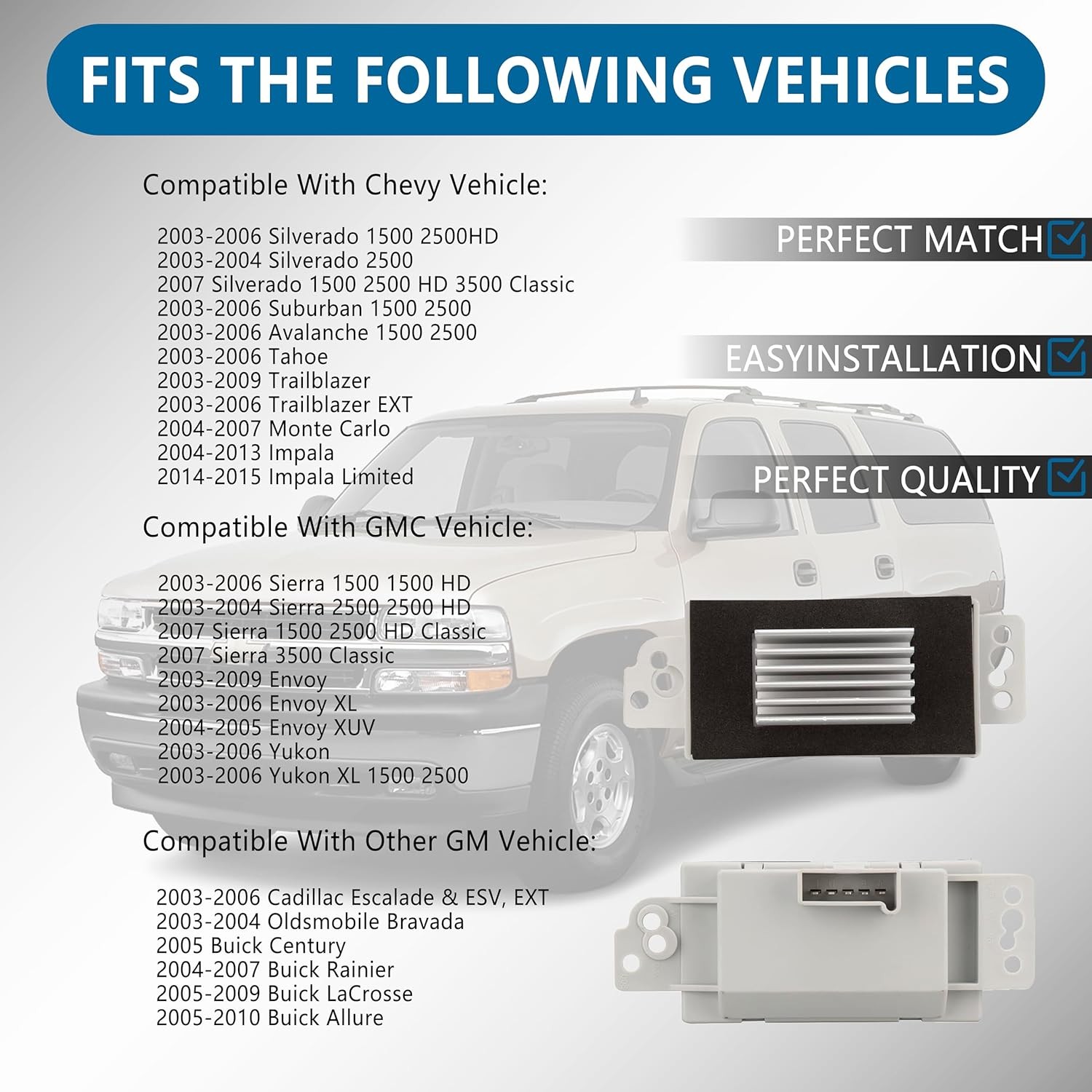 HVAC Blower Motor Resistor Kit Compatible with Chevy, GMC - Silvera... Fast Ship