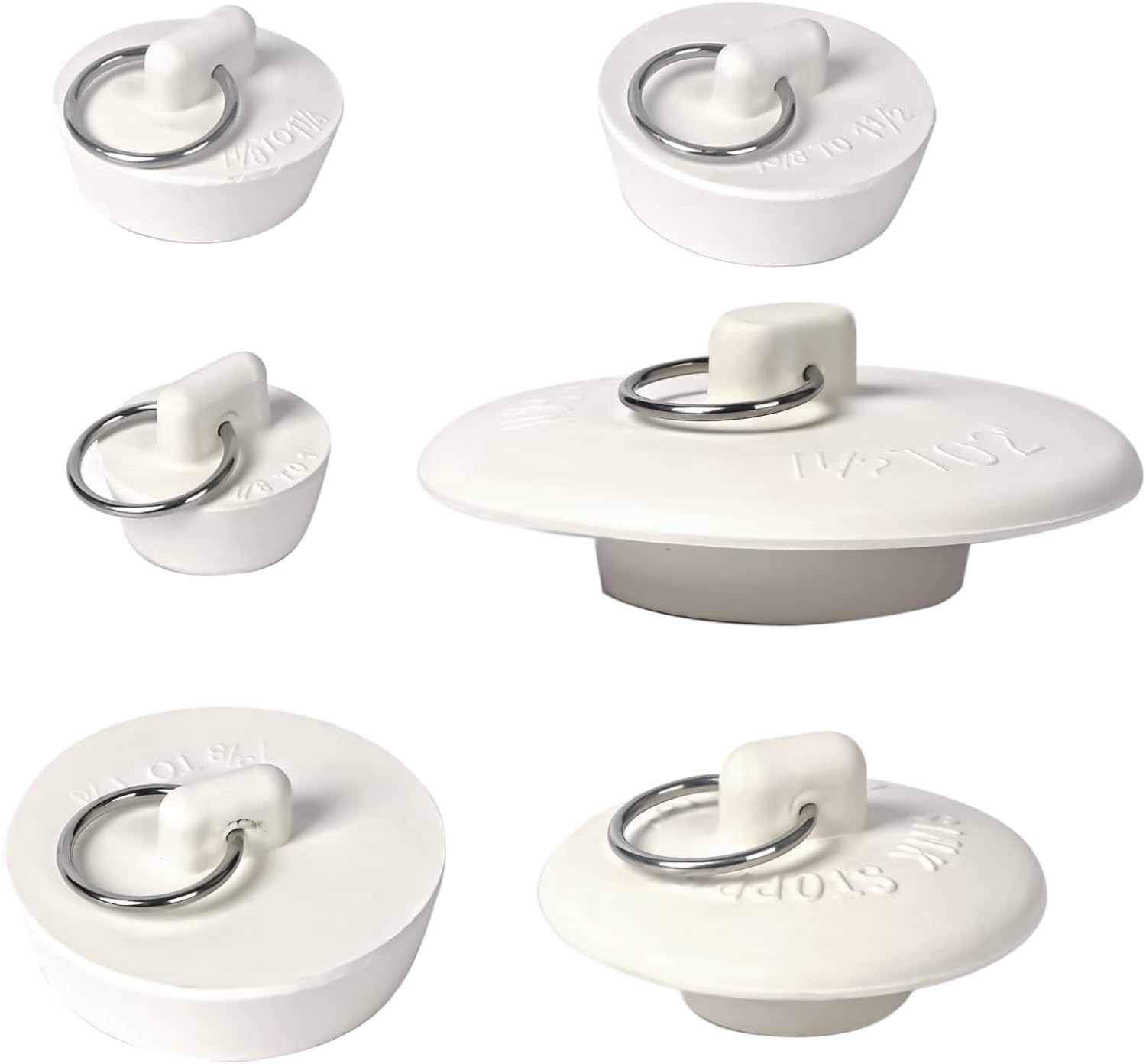 6 Sizes of Sink Spers, Bathtub Drain Sper with Ring Suitable, Rubber