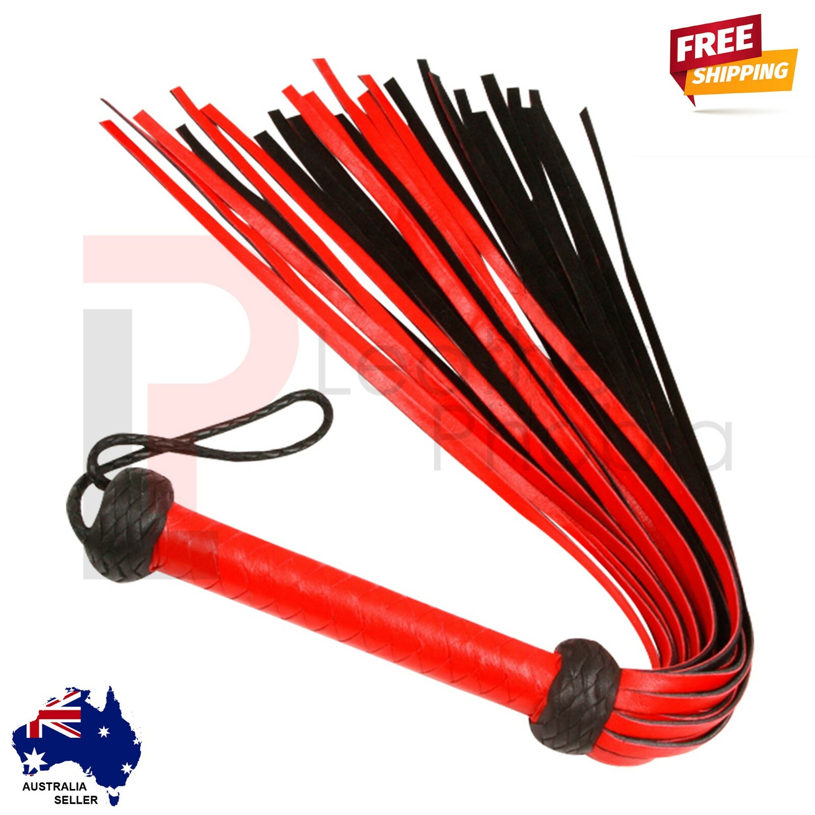 Genuine CowHide Thick Leather Flogger 25 Tails Red and Black Heavy Double Pasted