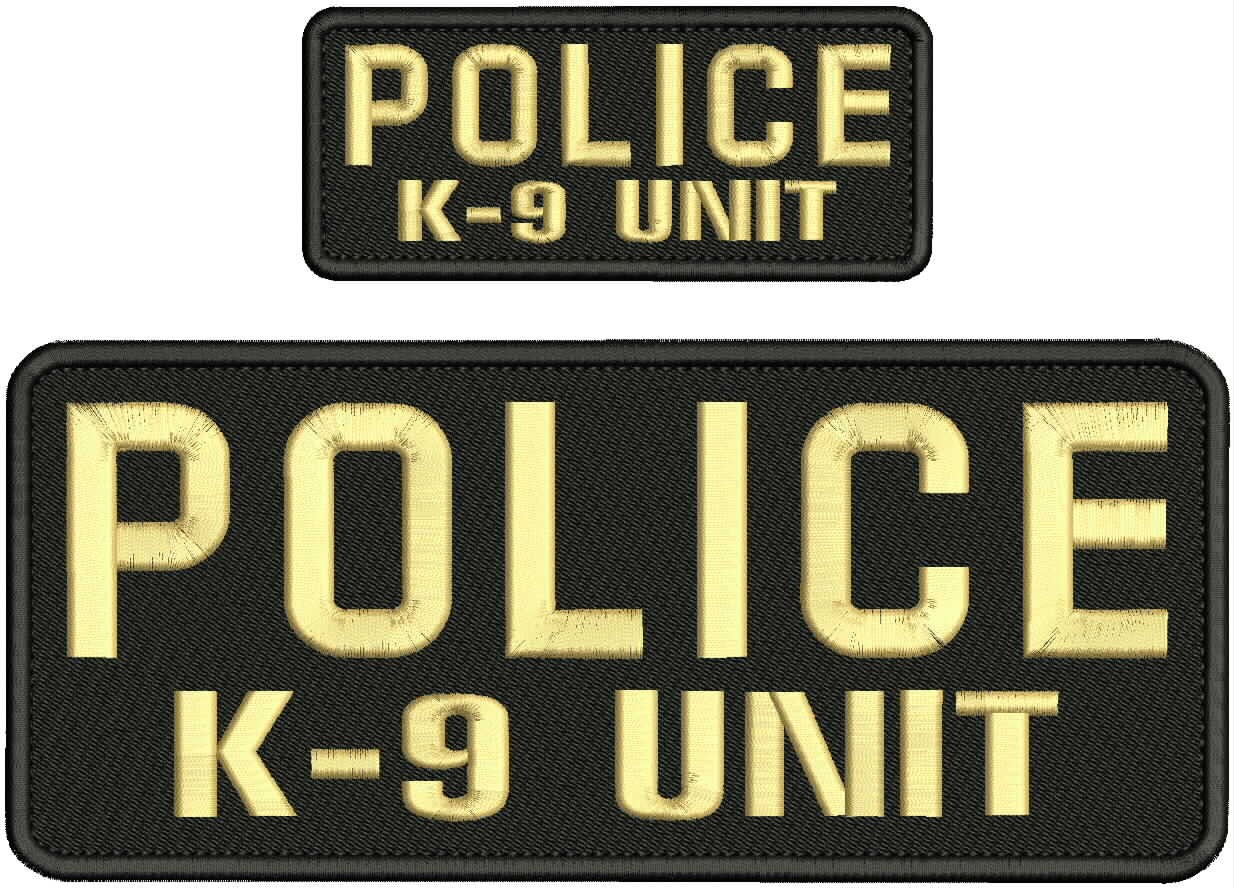 Collectible Embroidery Patch Police k-9 unit 4x10 on 2x5 Tan On Black