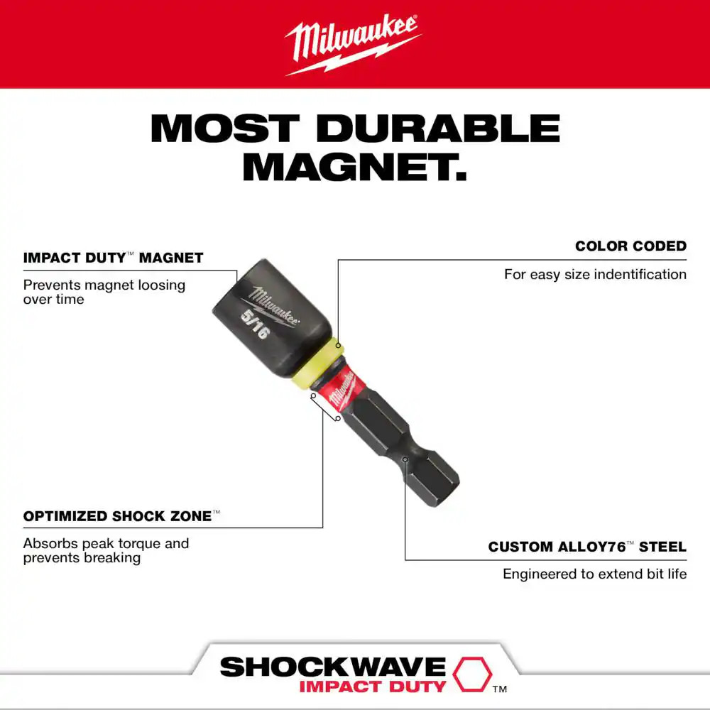 SHOCKWAVE Impact Duty 1/4 In. X 1-7/8 In. Alloy Steel Magnetic Nut Driver Bit (3