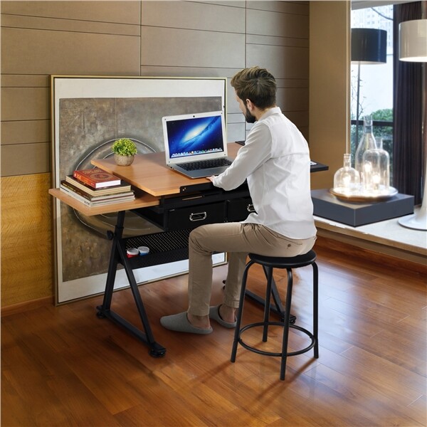 Drafting Table Height Adjustable Drawing Art Desk w/Stool for Artists/Students