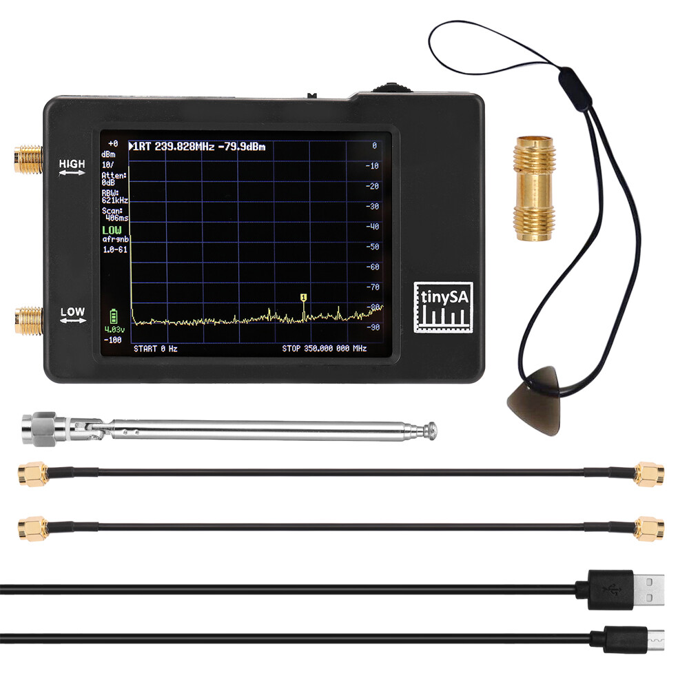 TinySA Handheld Tiny Spectrum Analyzer 2.8 Inch Touch Screen 100KHz to 960MHz