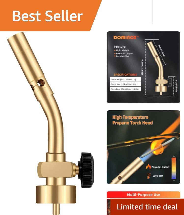 Brass Propane Torch Head - Manual Ignition for Versatile Soldering Tasks