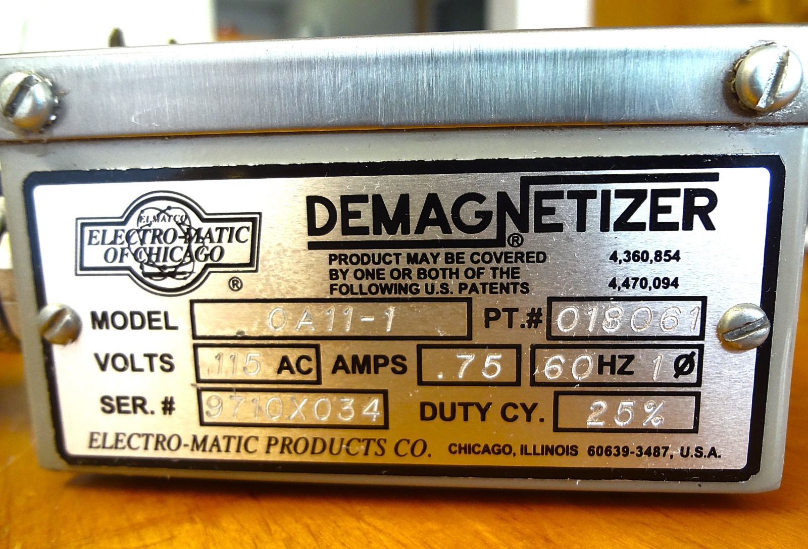 ELECTRO-MATIC ~ DEMAGNETIZER ~ #OA11-1 ~ PORTABLE