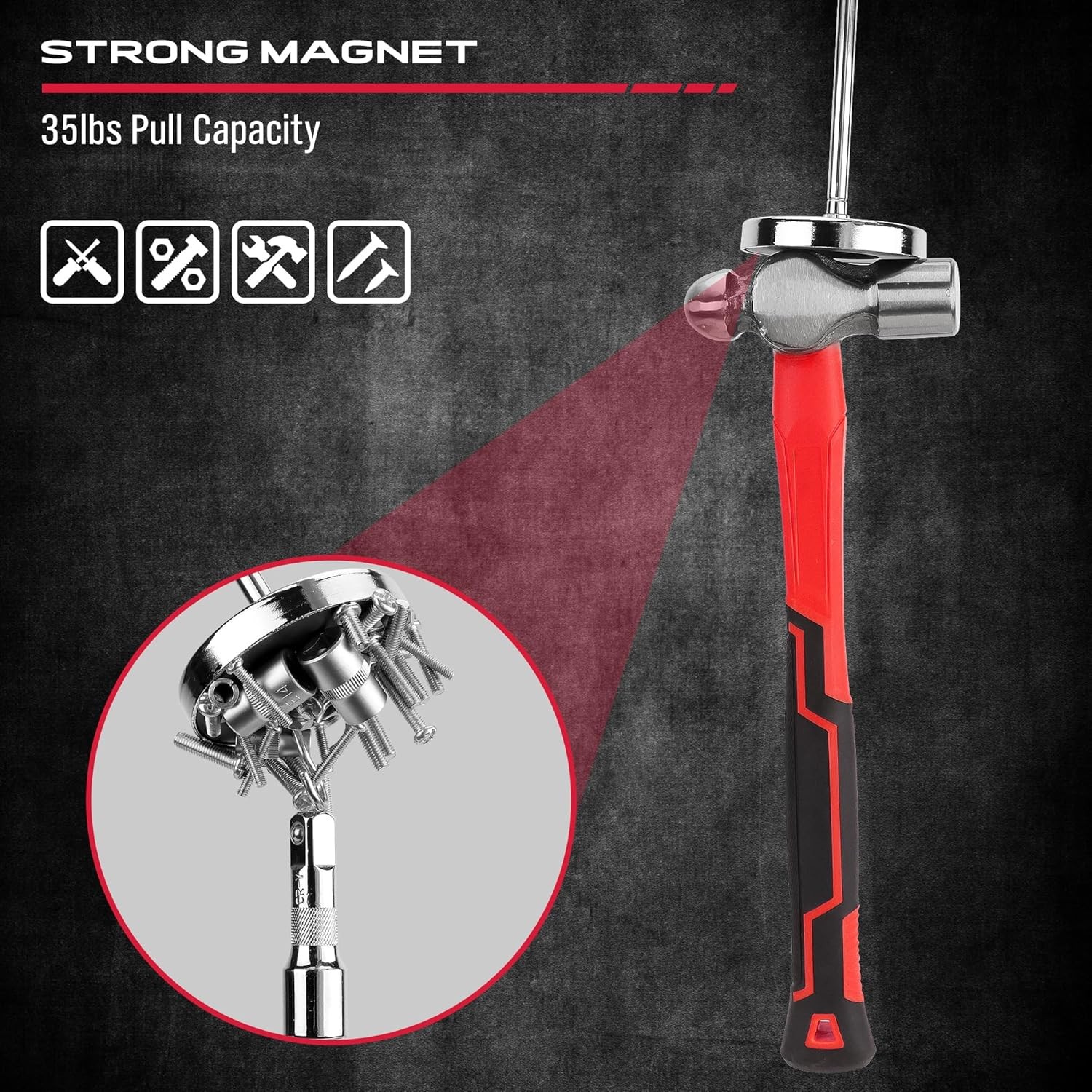 Telescoping Magnetic Sweeper Pickup Tool: Strong Magnet Pick Silver / Black