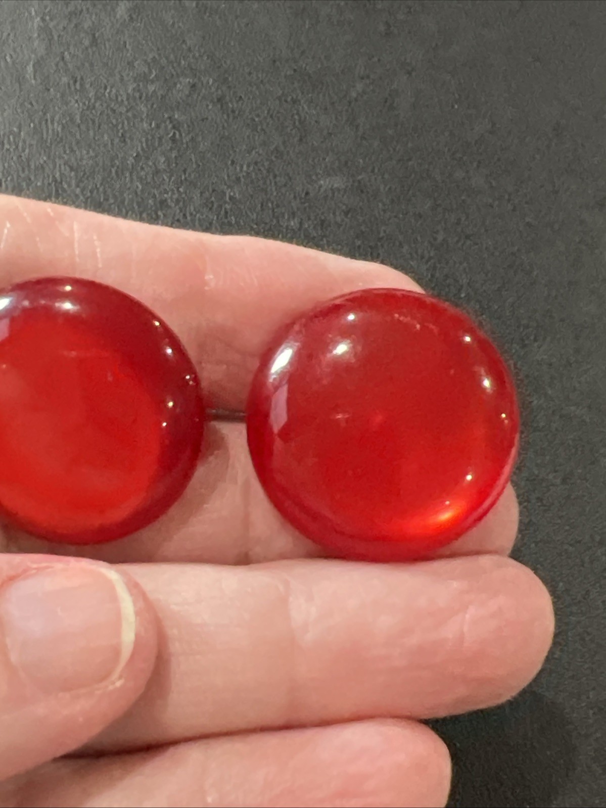 vintage red lucite Screw Back Earrings