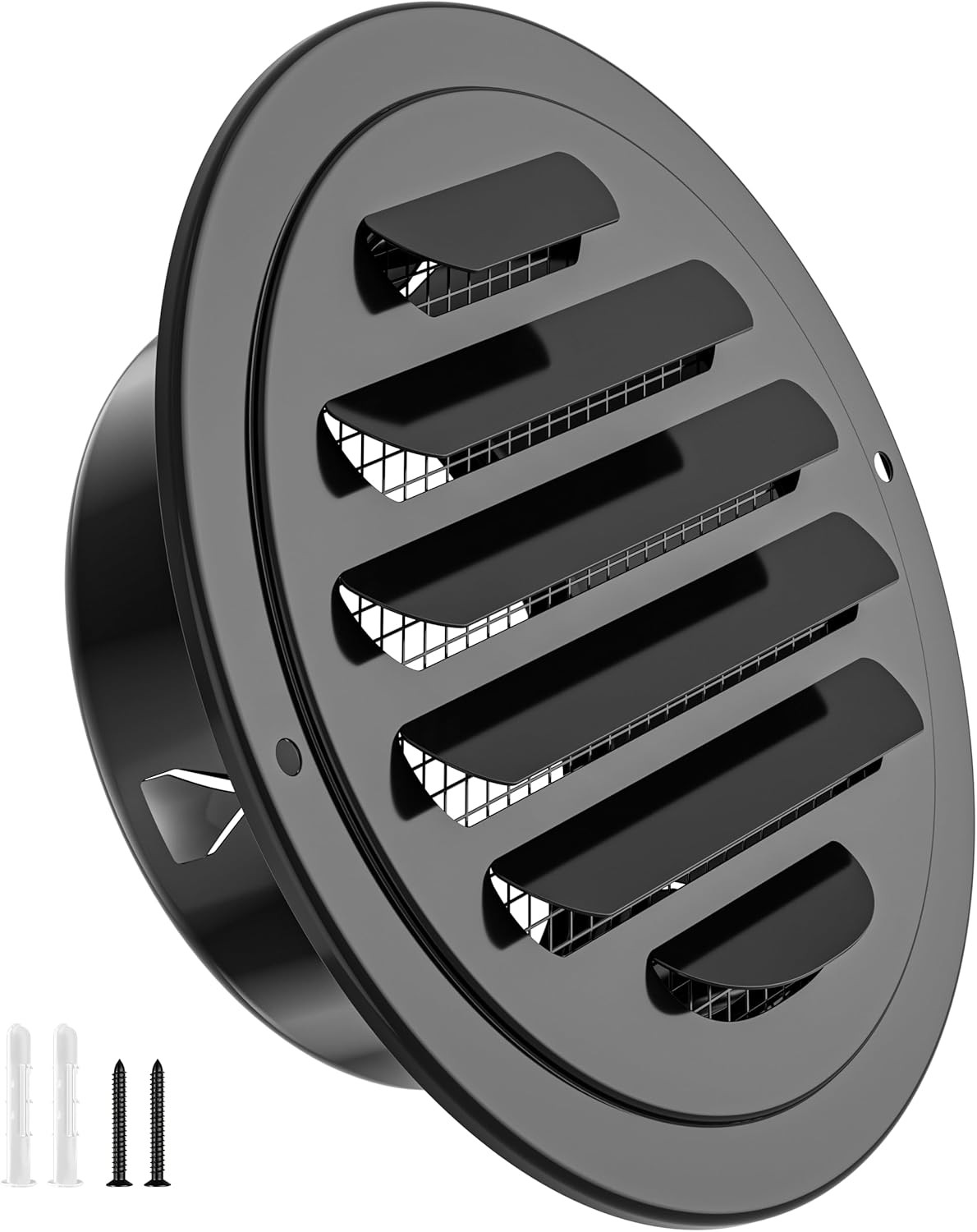 HG Power Stainless Steel Soffit Vents 4 4 inch, single pack, black, Black