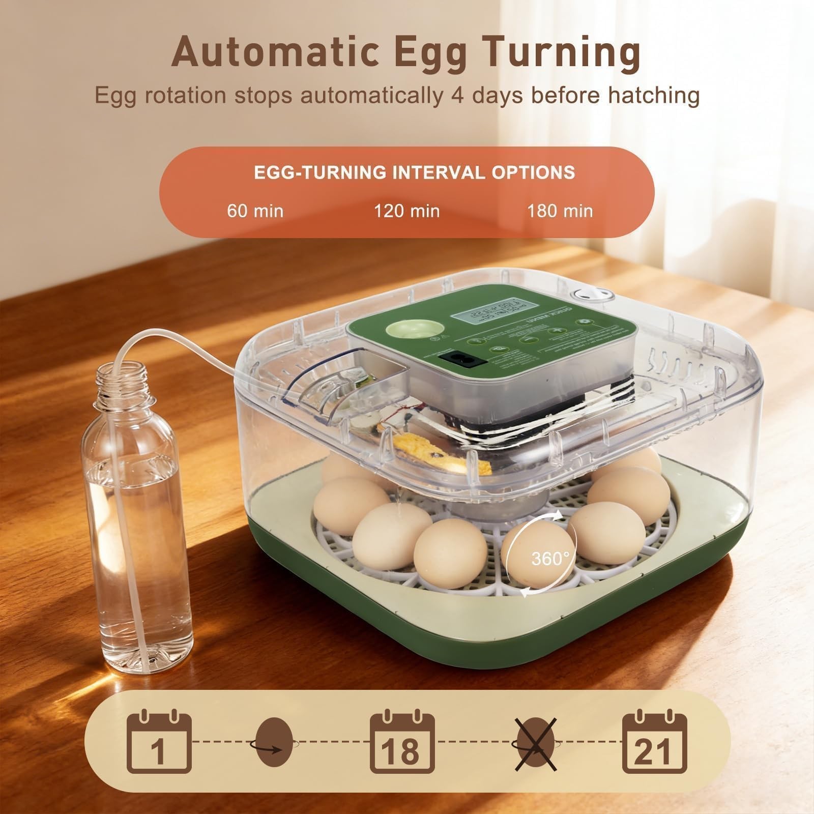 ZEMIRO CHARGE 12 Egg Fully Automatic Incubator Humidity Temp Control Auto Turn