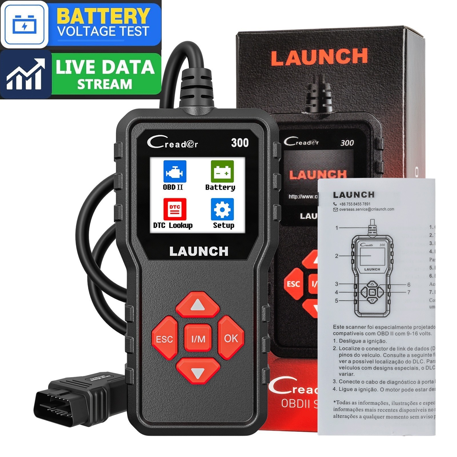 LAUNCH CR300 Car Engine Diagnostic Scanner OBD2 Fault Code Reader Tool CAN EOBD
