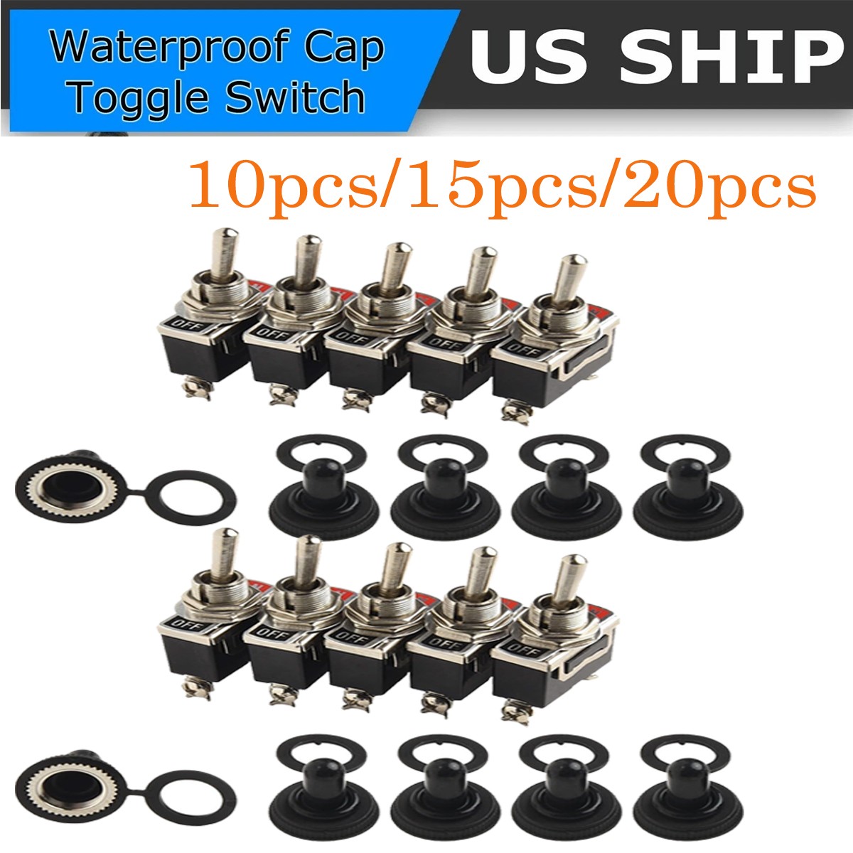 5X Toggle SWITCH ON/OFF Heavy Duty 15A 250V SPST 2 Terminal Car Boat* Waterproof