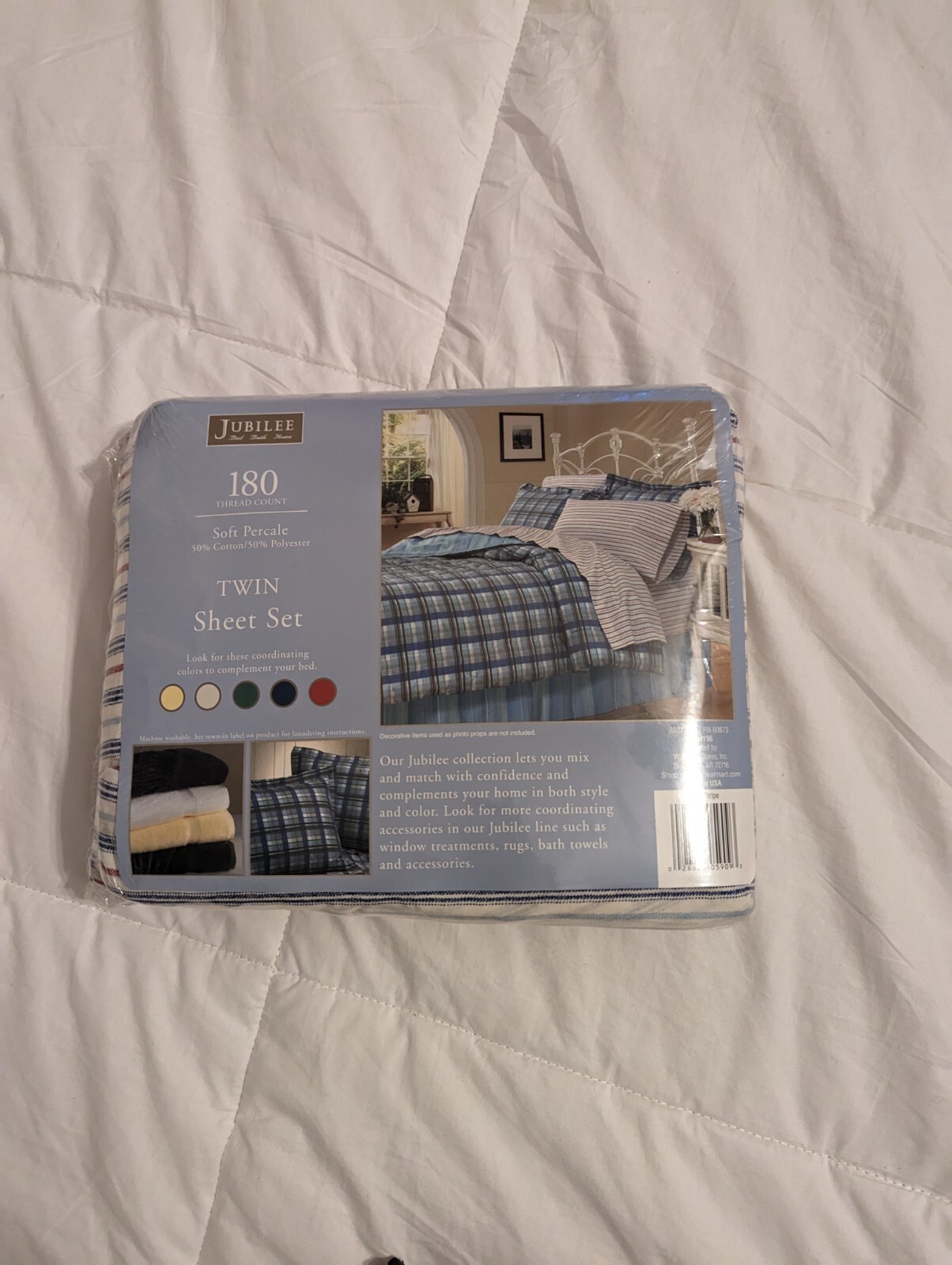 Jubilee Percale Twin Size Sheet Set - Brand New - Soft Percale 180 Thread Count