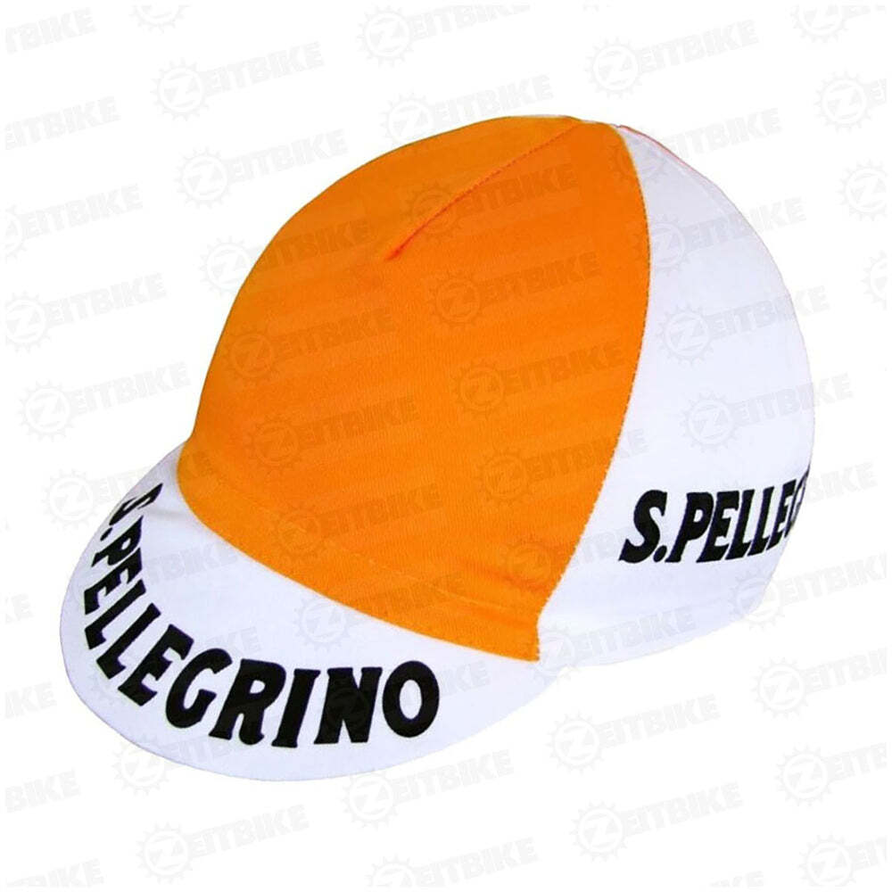 ZEITBIKE Vintage S. Pellegrino Cycling Cap White Orange Retro UV Protection