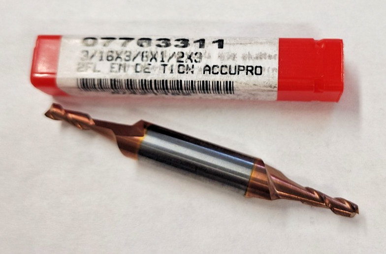 Accupro Carbide 3/16 x 3/8 x 1/2 x 3 2 FL DE Ticn