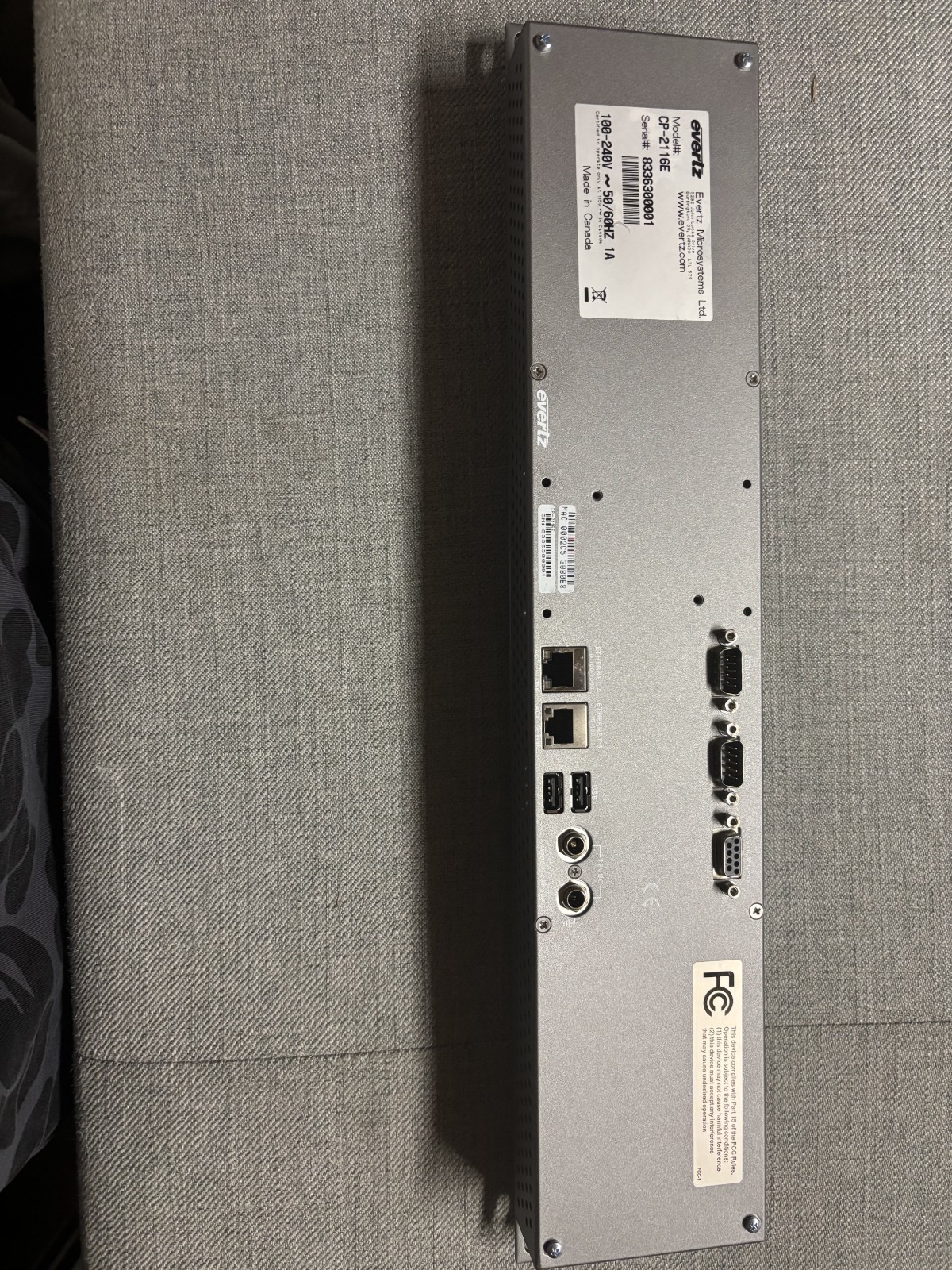 Evertz CP-2116E System Control Panel One Touchscreen 16 LCD Buttons