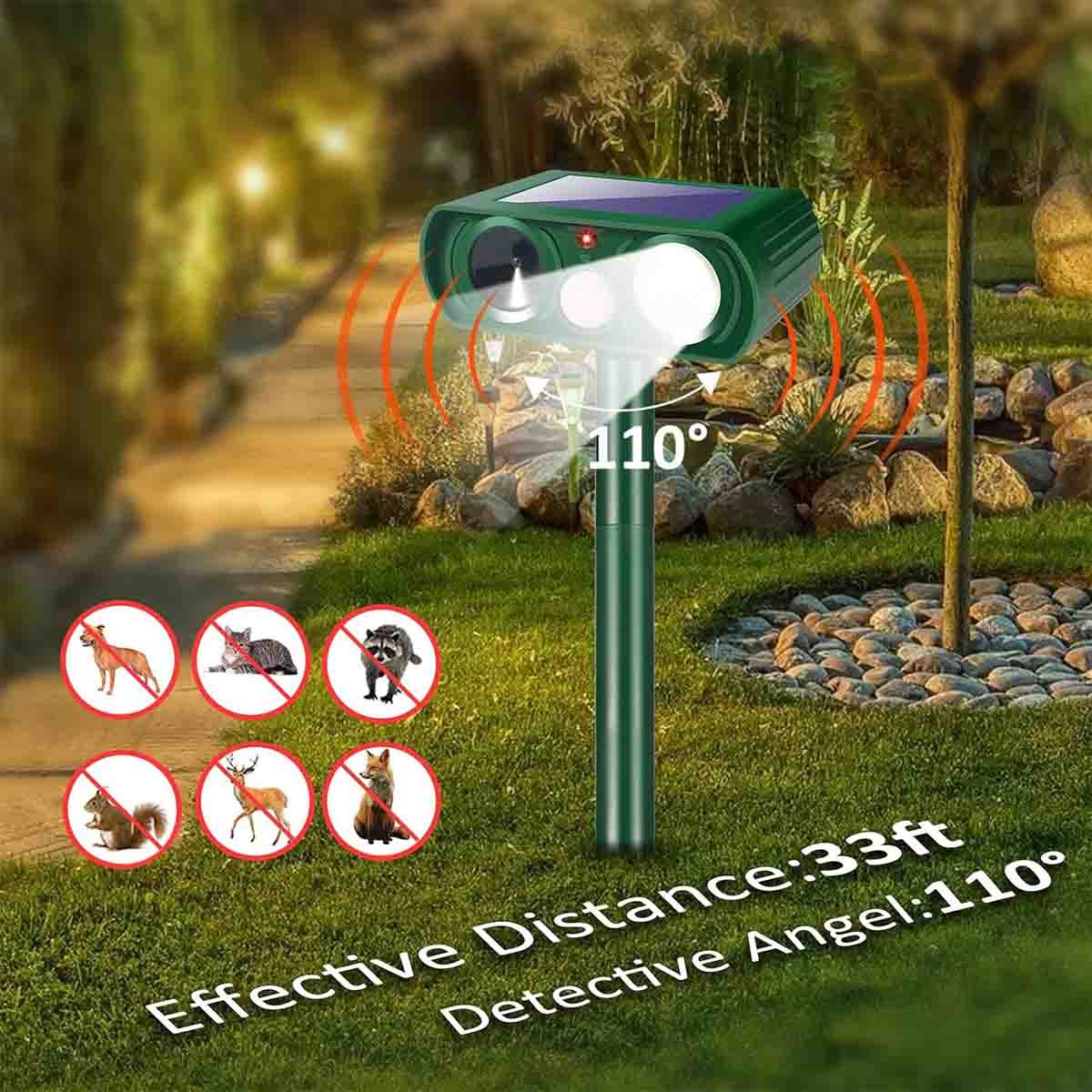 4 Pack 2026 Ultrasonic Repellent Solar Animal Repeller with Motion Sensor Device