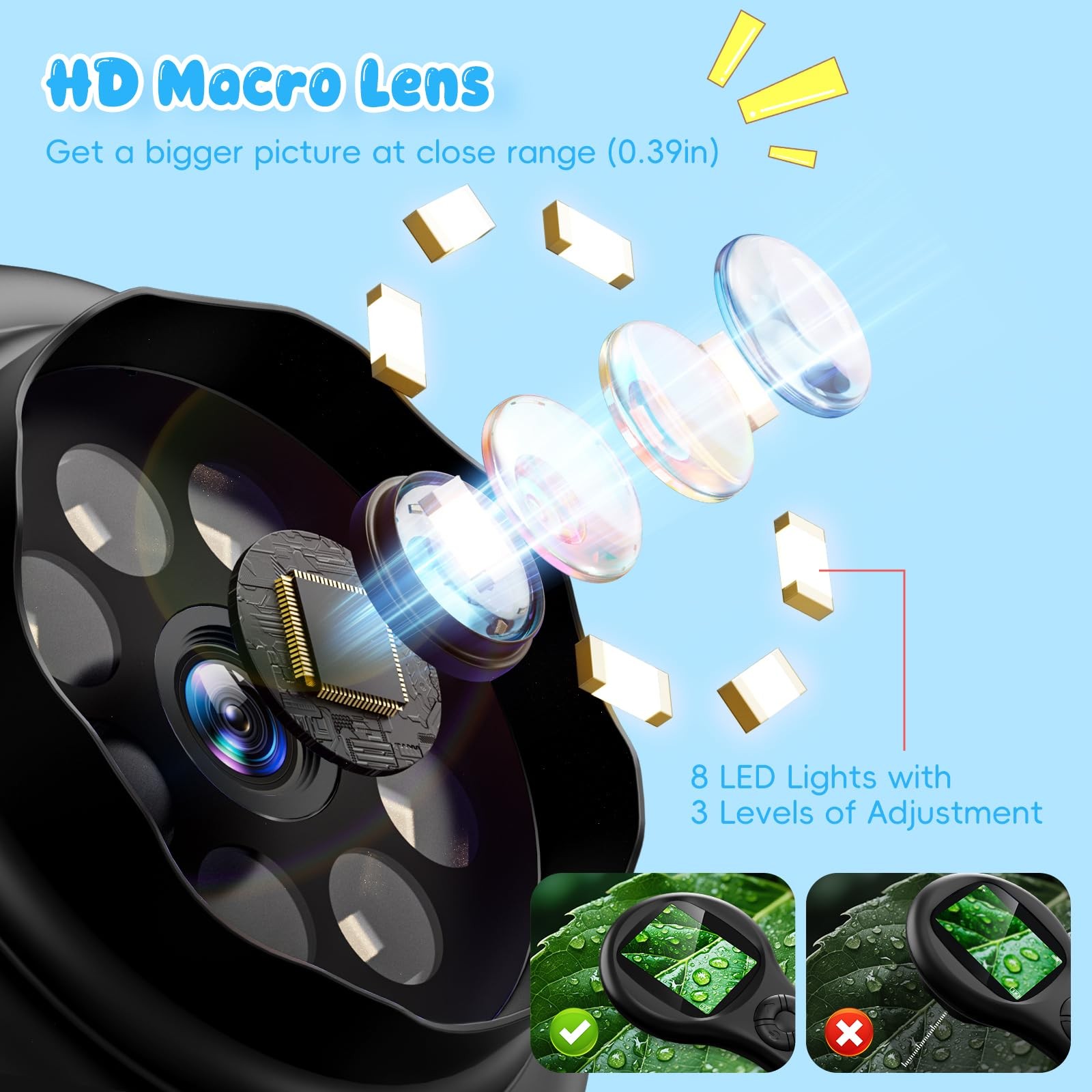 Ashfly Mini LED Pocket Microscope - Kids 5-10 - Educational Magnifying Glass