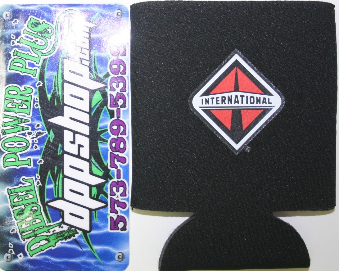 International soda coozie cool cup hugie beverage beer holder powerstroke diesel