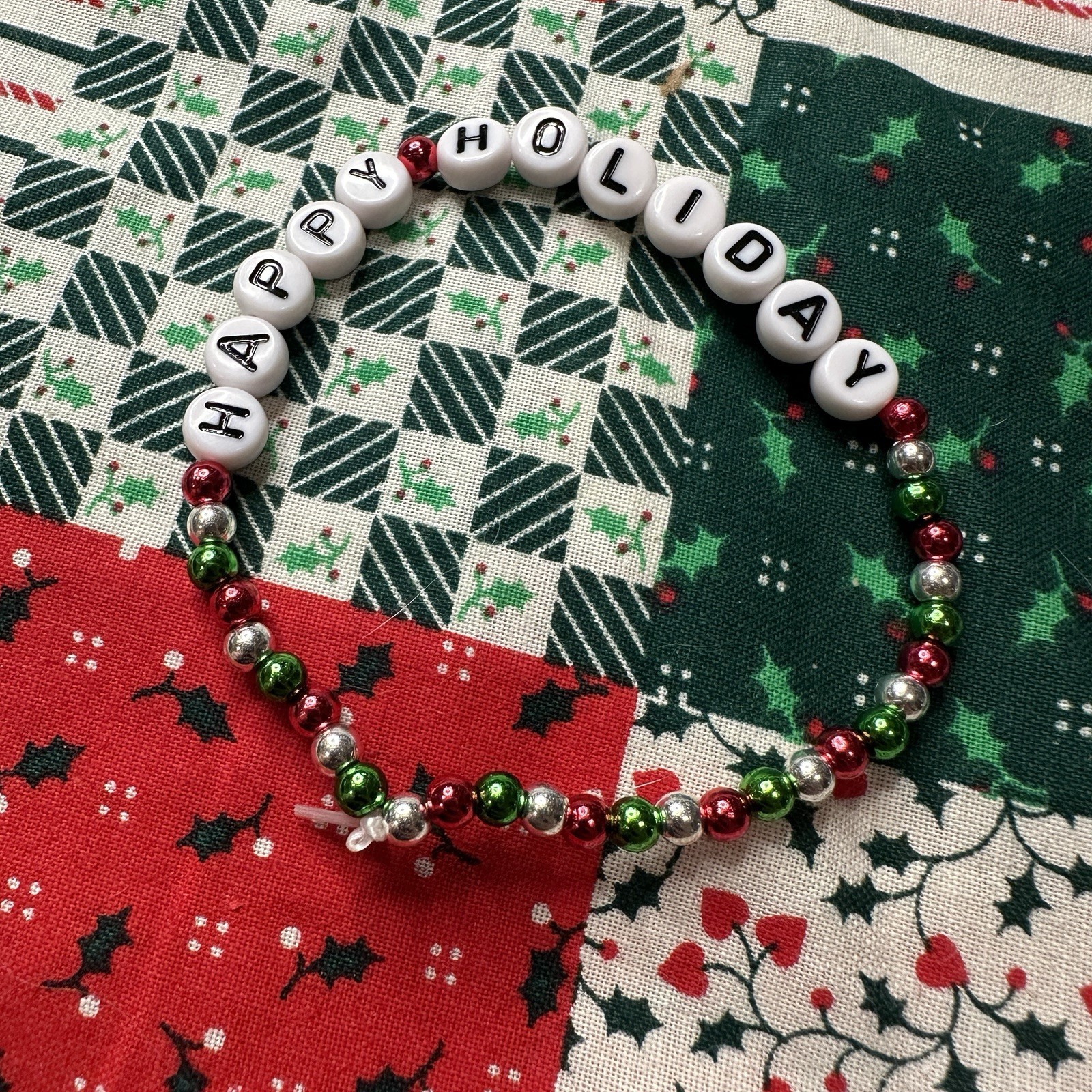 Friendship Bracelet Taylor Swift Happy Holiday Red Green Silver Xmas Handmade