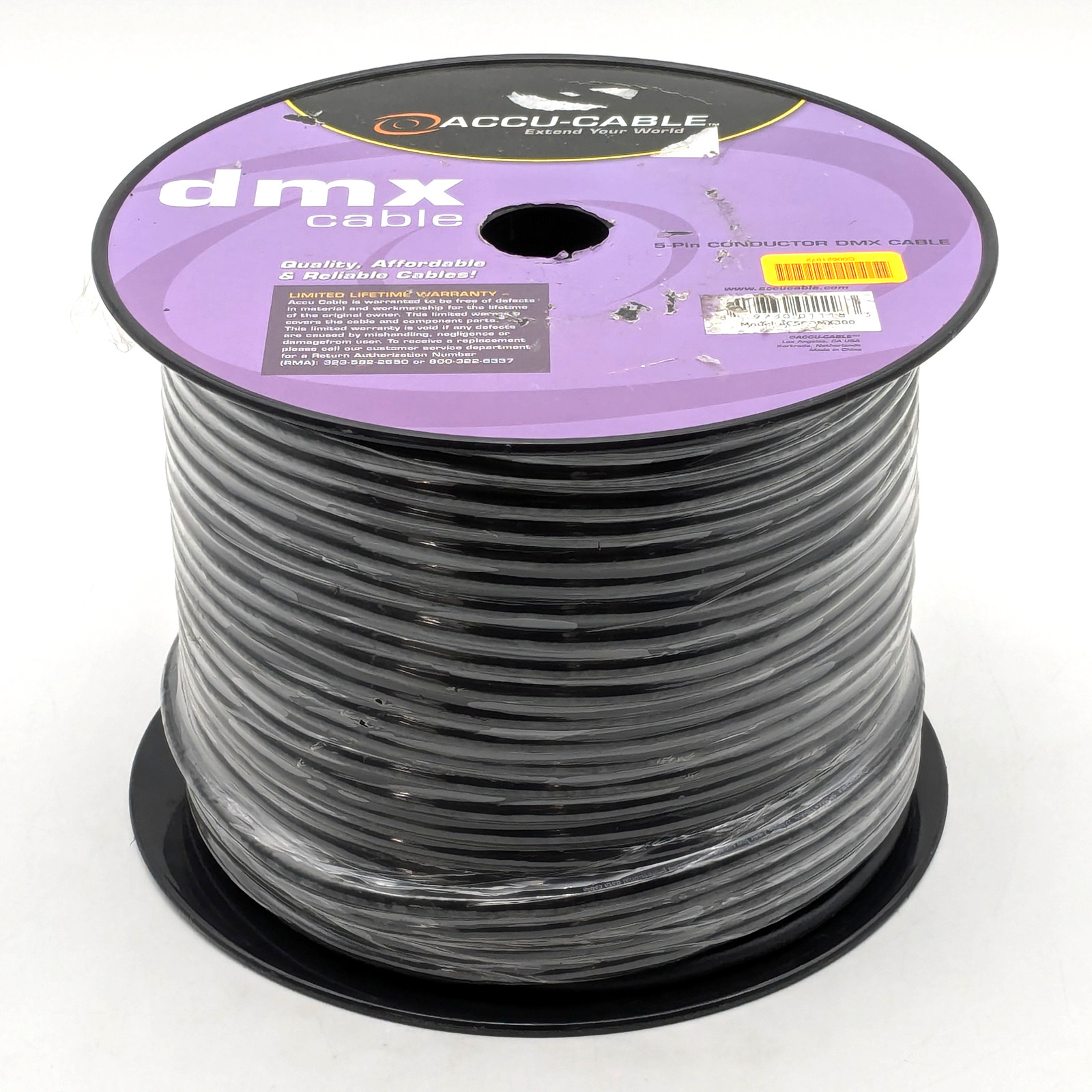 American DJ Accu-Cable 22AWG 5-Pin Conductor DMX Cable Spool 300' | AC5CDMX300