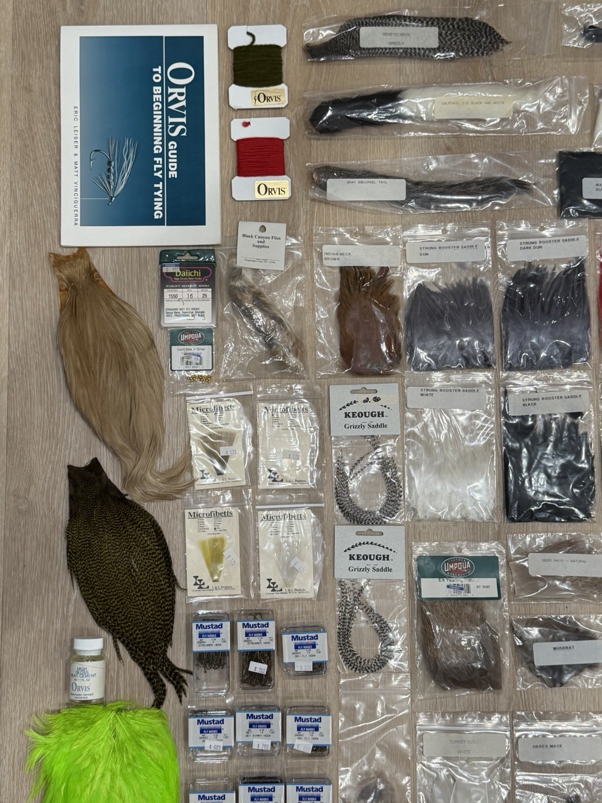 Fly Tying Materials Kit Feathers, Fur, Threads, Hooks (Orvis)