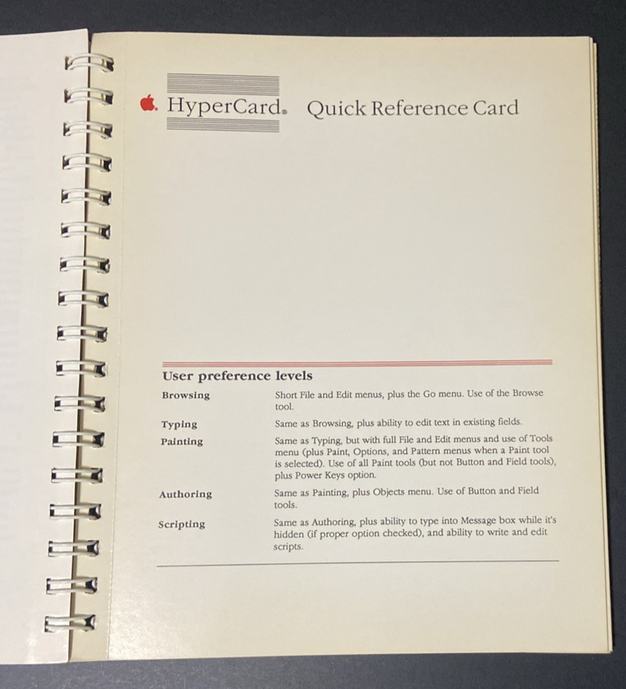 VTG Apple MacIntosh HyperCard Users Guide 030-3081-A