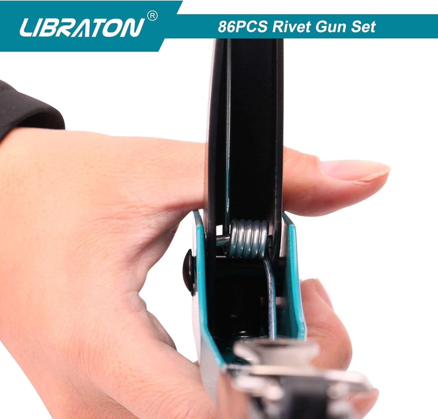 Lightweight Rivet Gun Kit - Professional Tool with 80 Metal Rivets & Drill Bits