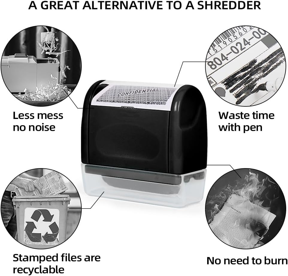 Identity Theft Protection Roller Stamp with Refill Ink - Confidential Roller Sta